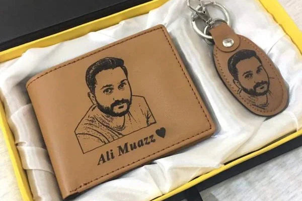 Custom Engraved Photo Wallet & Keychain Set | Madarax Store