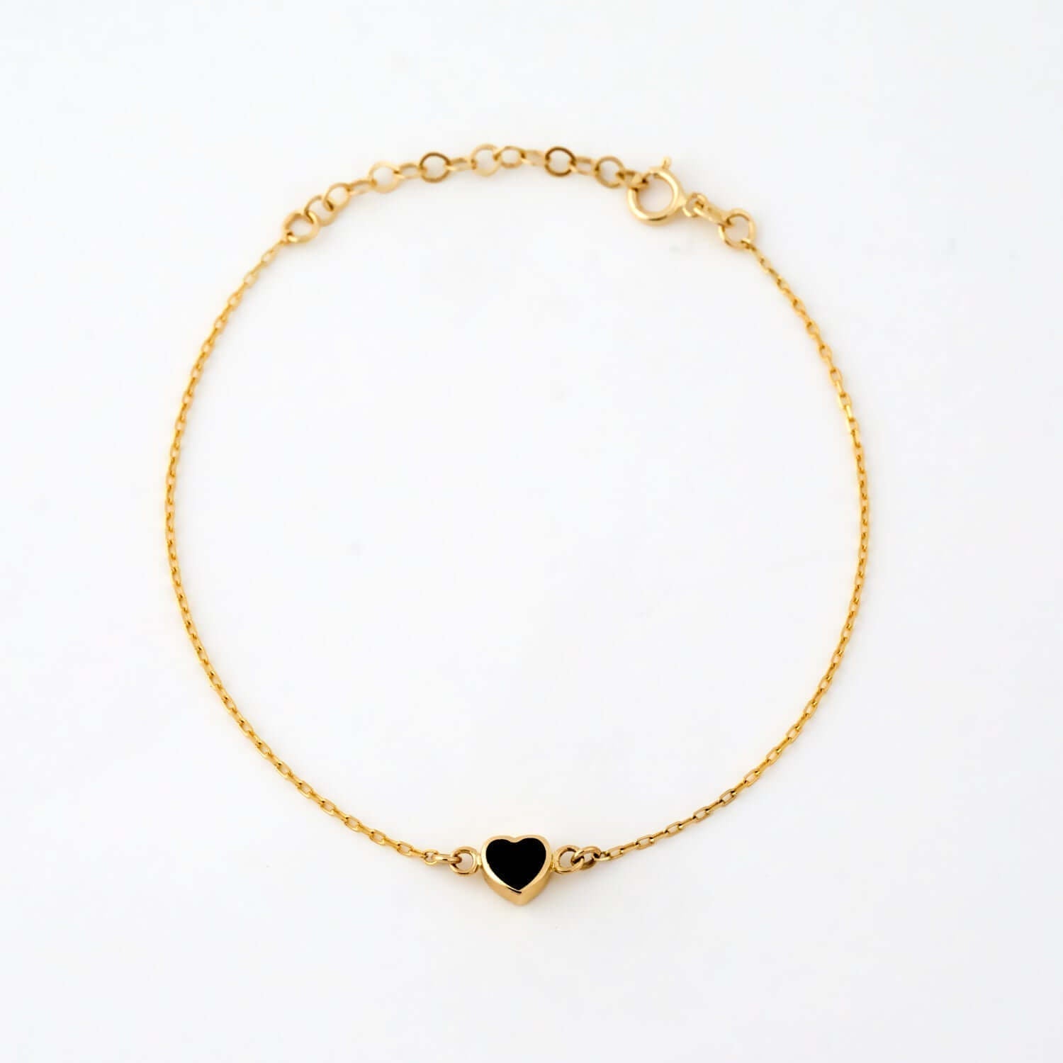 Dainty Black Heart Charm Bracelet - Modern Chic | Madarax Store