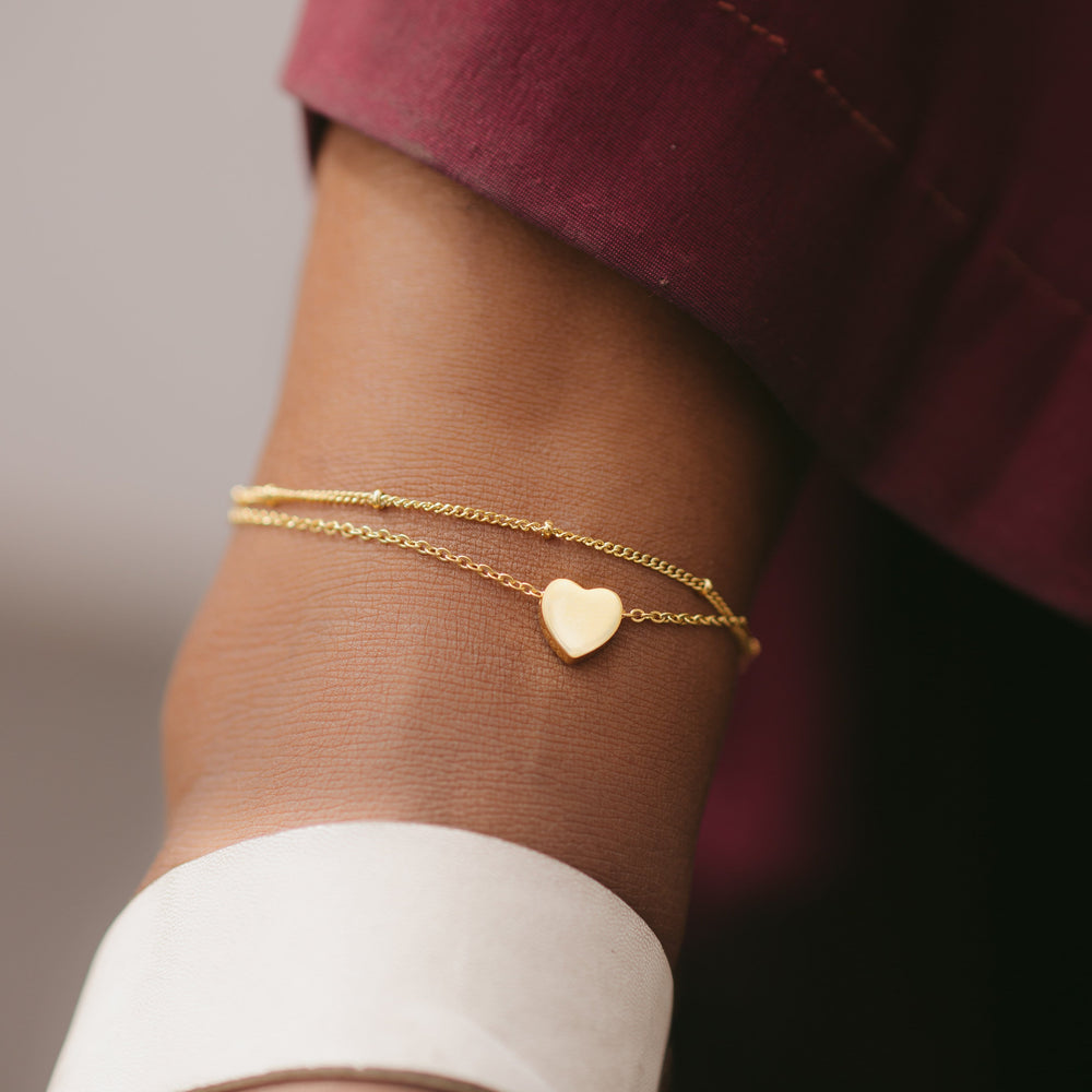 Layered Heart & Beaded Bracelet - Gold & Silver Plated | Madarax Store