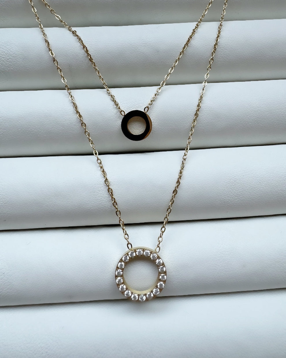 Layered Circle Pendant Necklace - Stone Adorned Dual Design | Madarax Store