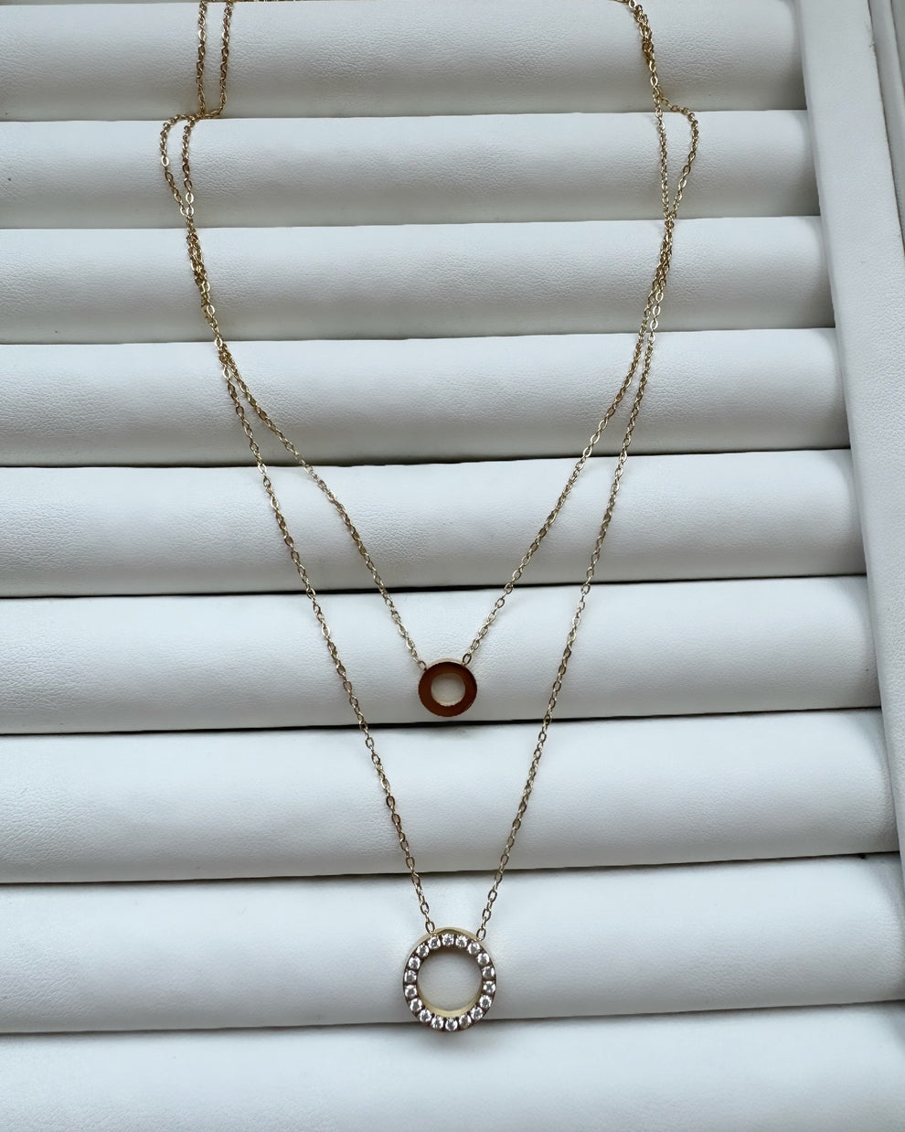 Layered Circle Pendant Necklace - Stone Adorned Dual Design | Madarax Store