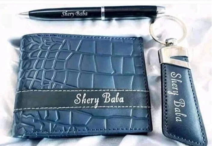 Name Wallet Keychain & Pen Set Blue