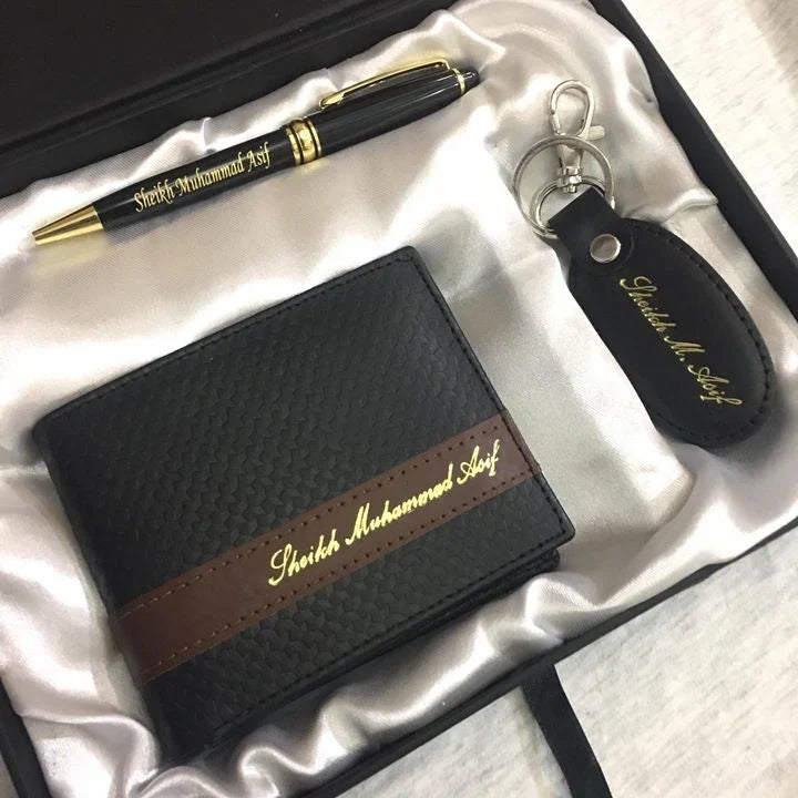 Name Wallet Keychain & Pen Set black