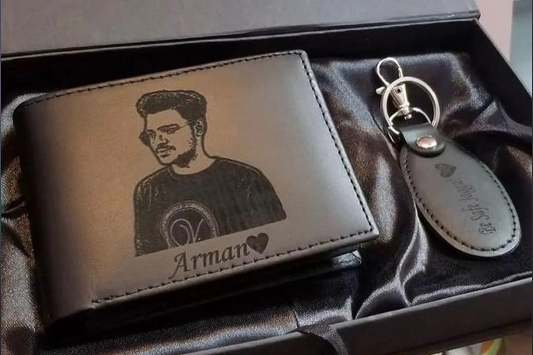 Custom Engraved Photo Wallet & Keychain Set | Madarax Store