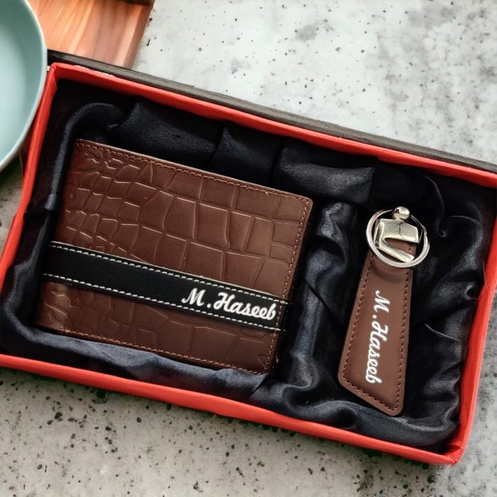 Personalized Wallet & Keychain Gift Set - Custom Engraved | Madarax Store