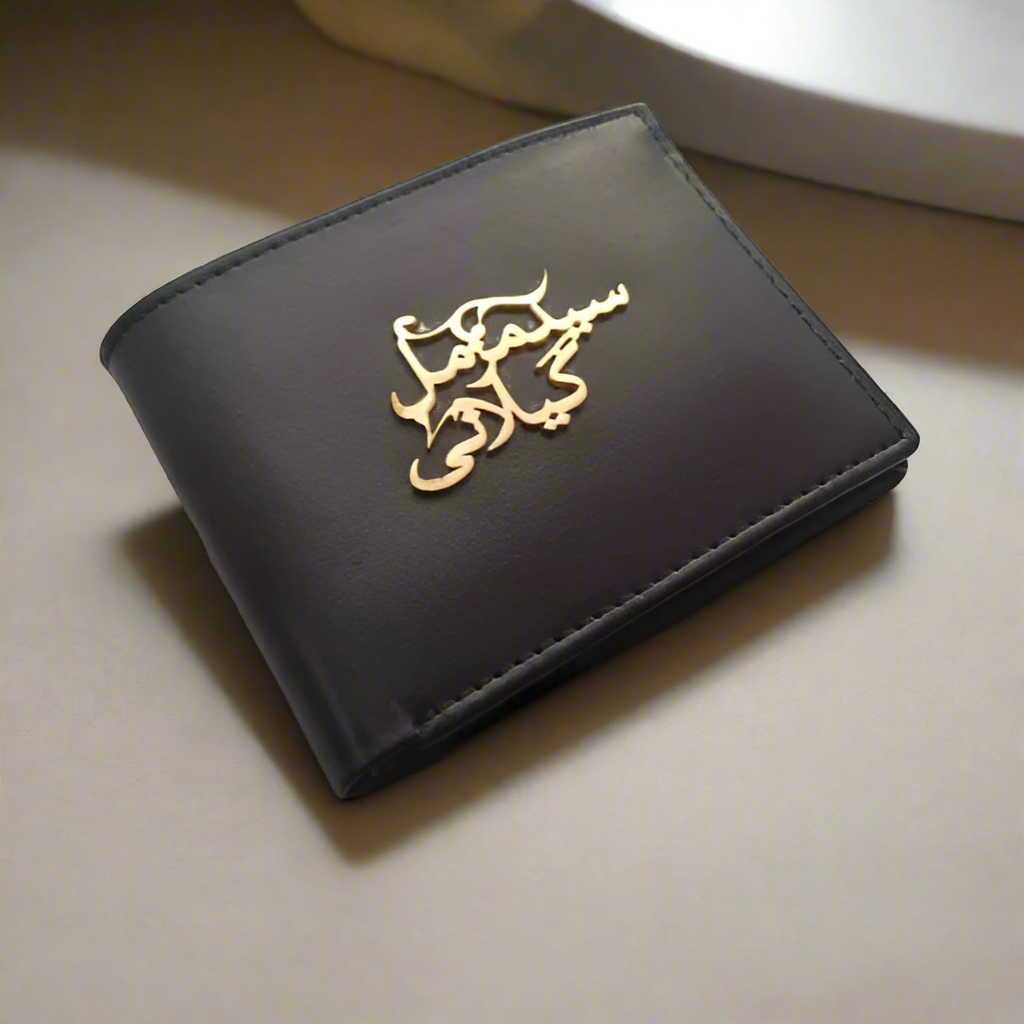 Personalized Metallic Name Wallet - Original Cow Leather & Custom Plating | Madarax Store