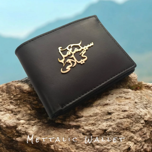 Personalized Metallic Name Wallet - Original Cow Leather & Custom Plating | Madarax Store