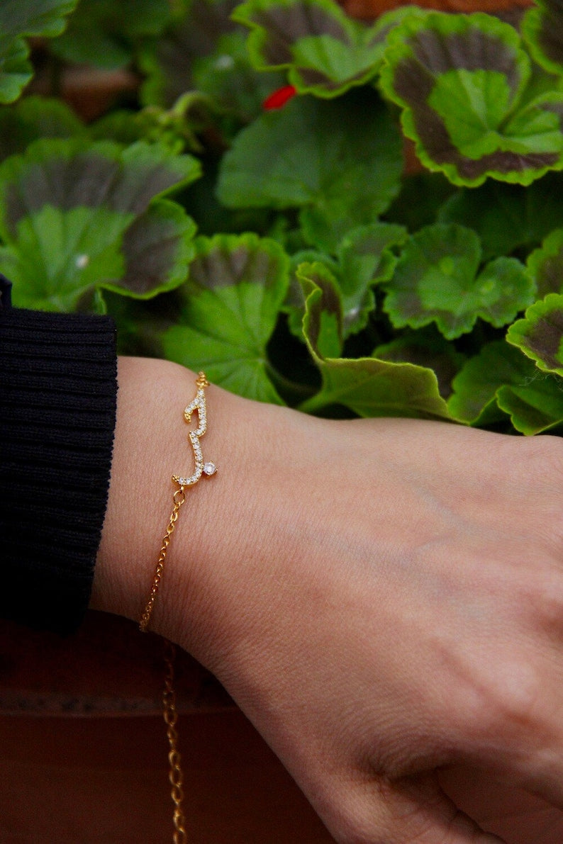 Personalized Arabic Name Bracelet - Stone Adorned Custom | Madarax Store