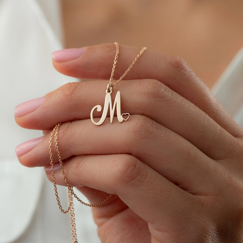 Personalized Initial Heart Necklace - Custom Letter Design | Madarax Store