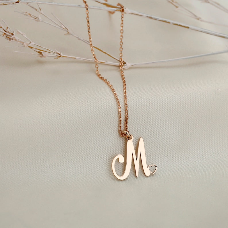 Personalized Initial Heart Necklace - Custom Letter Design | Madarax Store