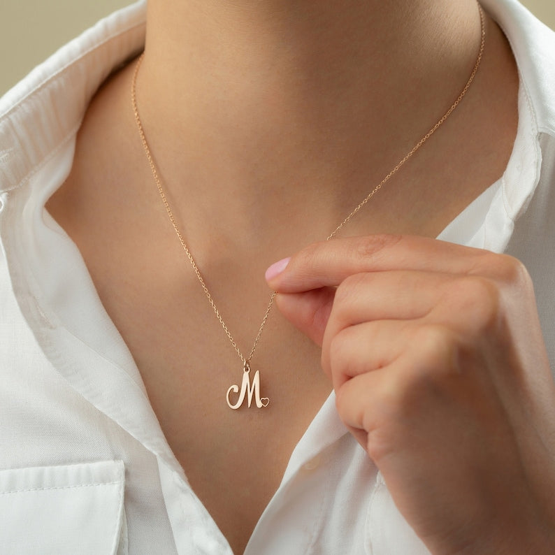 Personalized Initial Heart Necklace - Custom Letter Design | Madarax Store