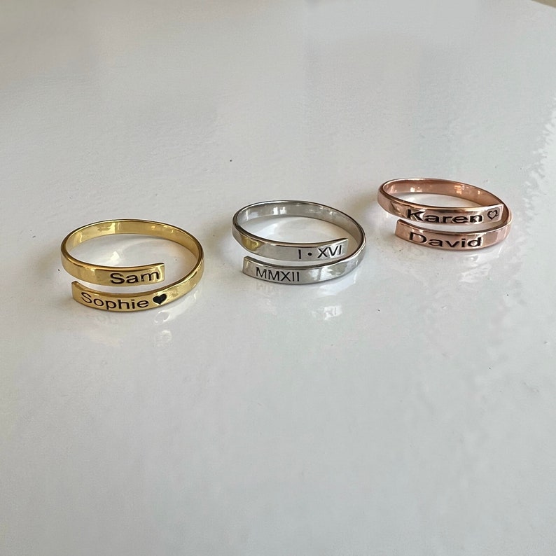 Personalized Spiral Ring - Custom Engraved Name & Date | Madarax Store