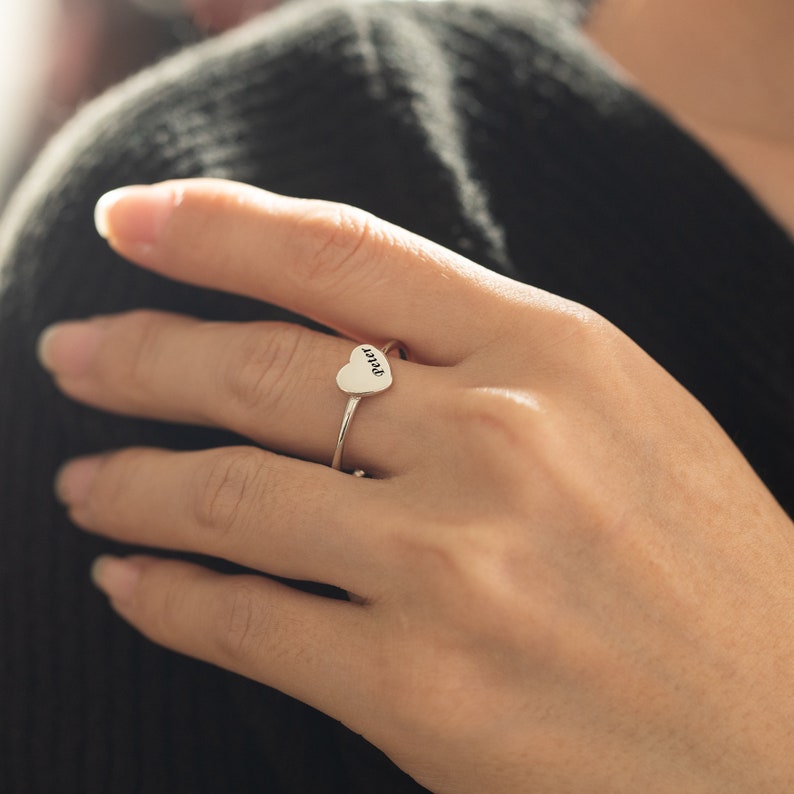 : Personalized Engraved Heart Ring - Custom Name/Word | Madarax Store