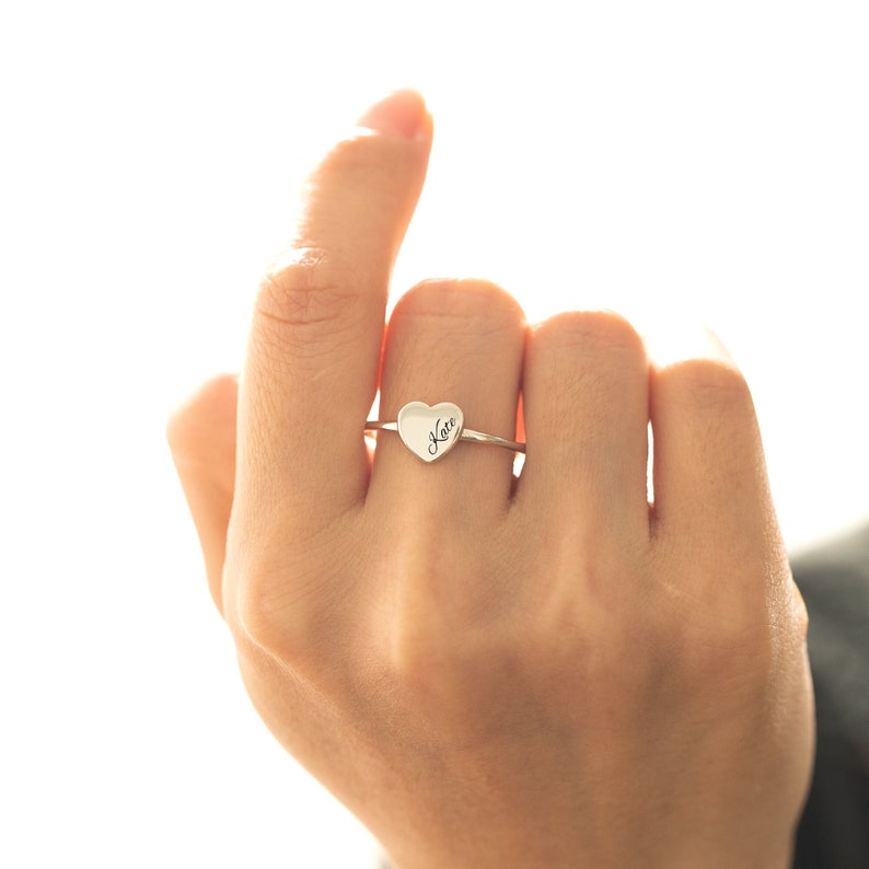 : Personalized Engraved Heart Ring - Custom Name/Word | Madarax Store