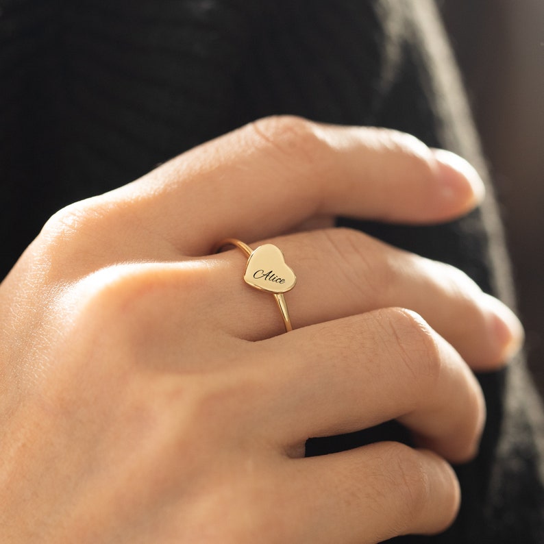 : Personalized Engraved Heart Ring - Custom Name/Word | Madarax Store