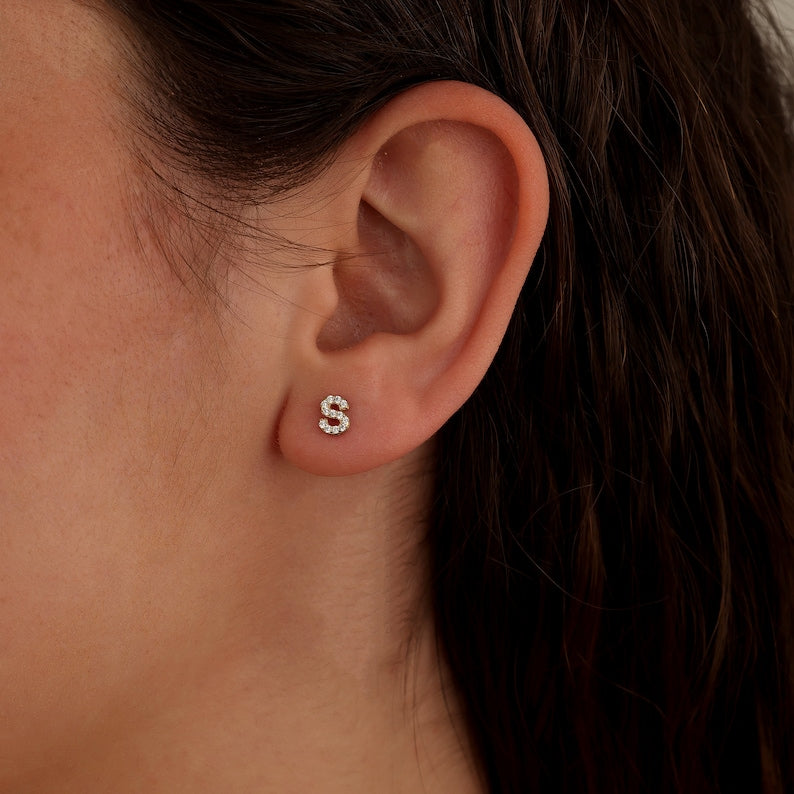 Personalized Initial Earrings - Crystal Studs | Madarax Store