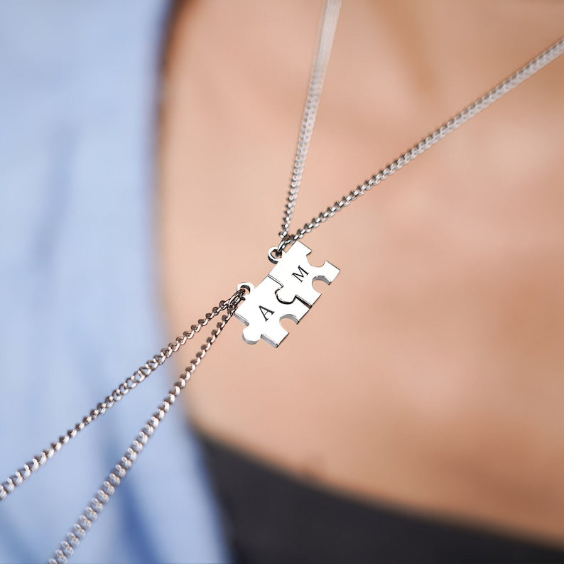 Personalized Puzzle Piece Necklace - Gold & Silver Plated | Madarax Store