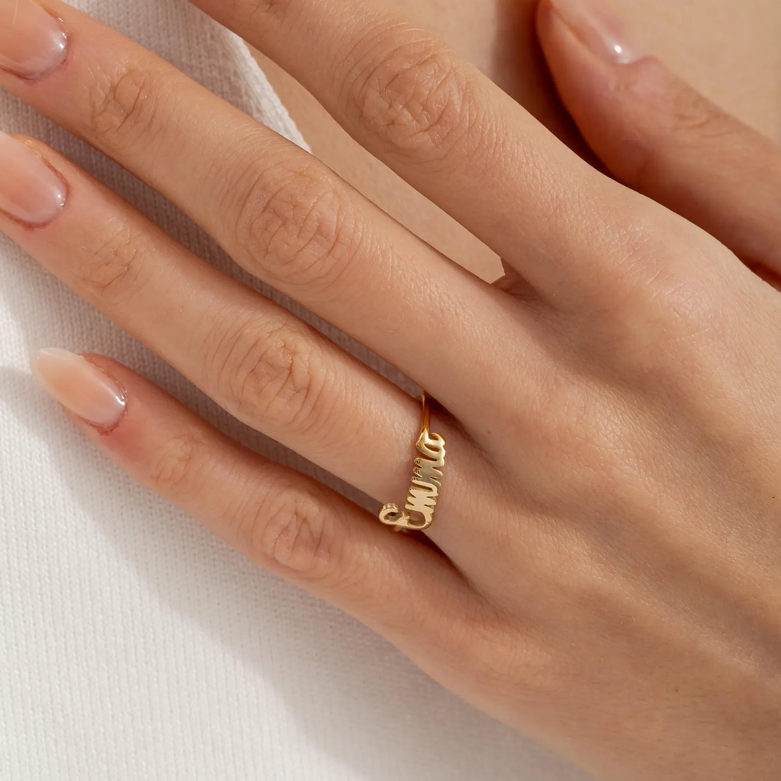 Elegant Script Name Ring | Madarax Store