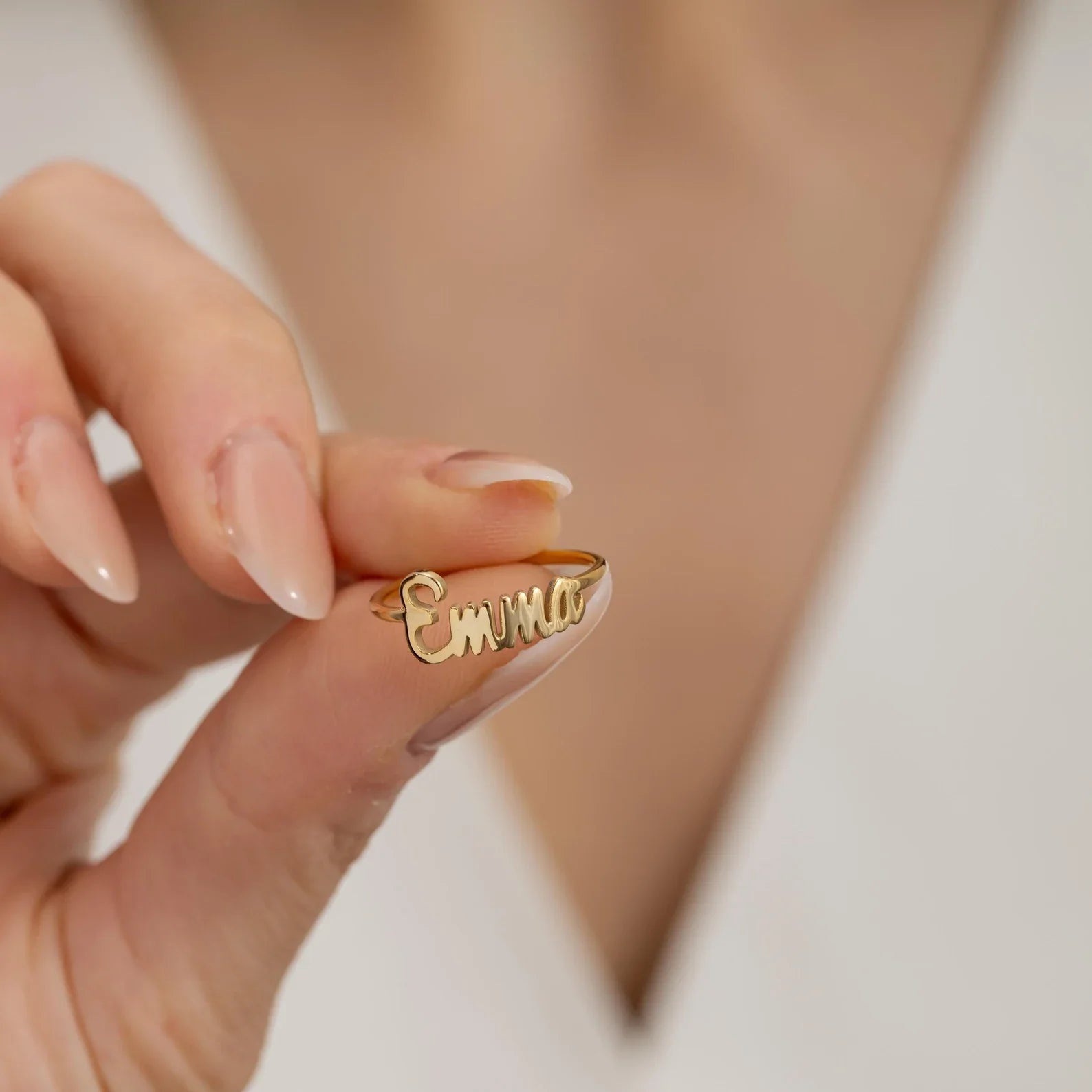 Elegant Script Name Ring | Madarax Store