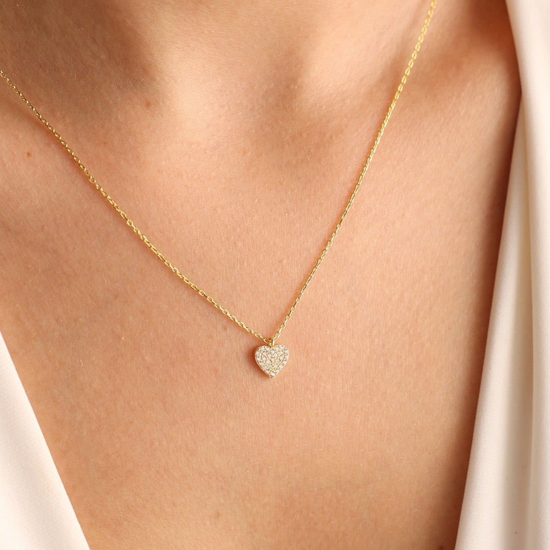 Sparkling Pave Heart Necklace - Gold & Silver Plated | Madarax Store