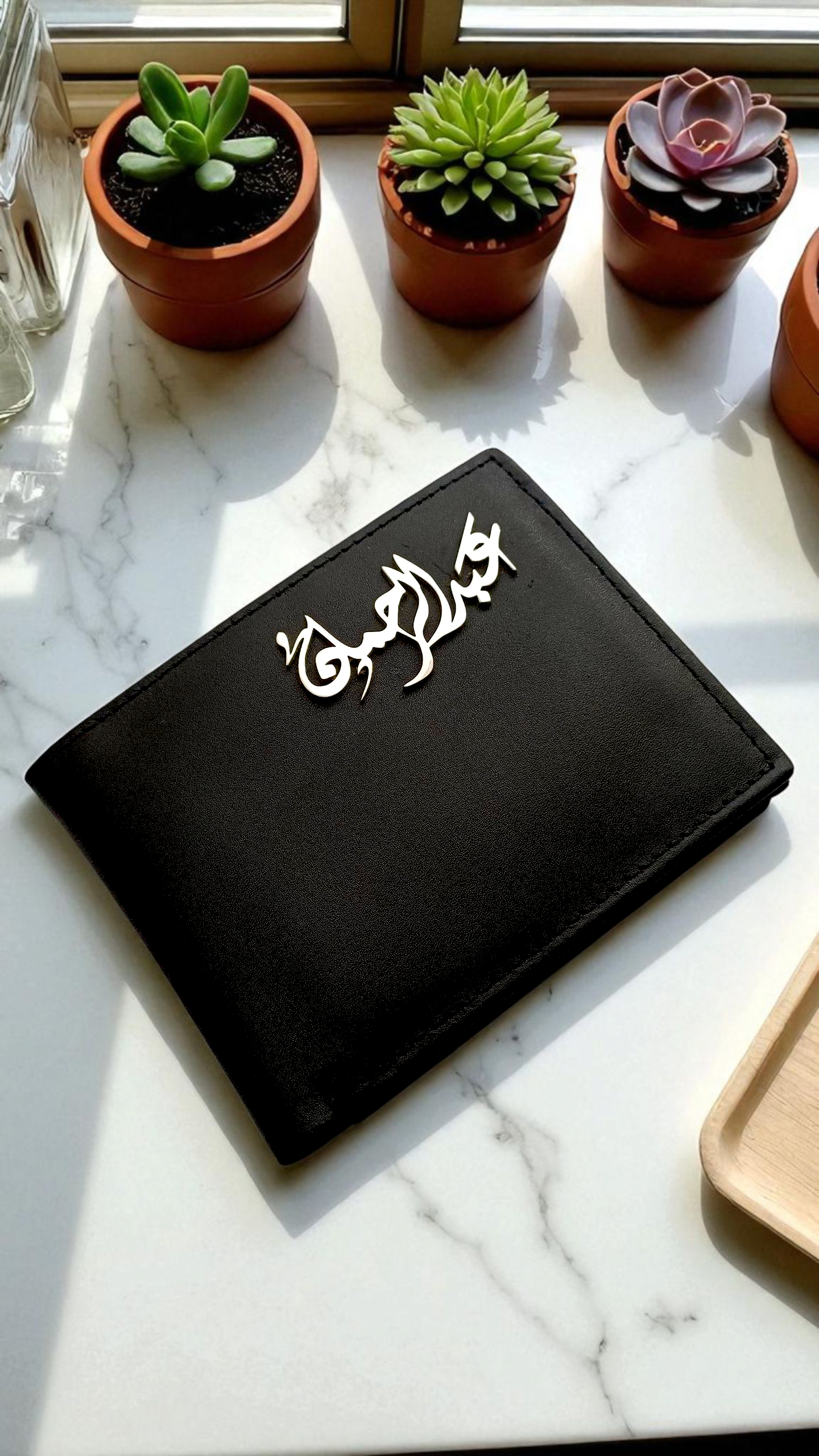 Personalized Metallic Name Wallet - Original Cow Leather & Custom Plating | Madarax Store