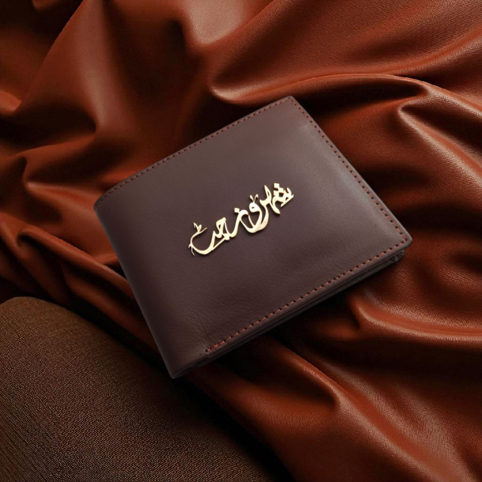 Personalized Metallic Name Wallet - Original Cow Leather & Custom Plating | Madarax Store