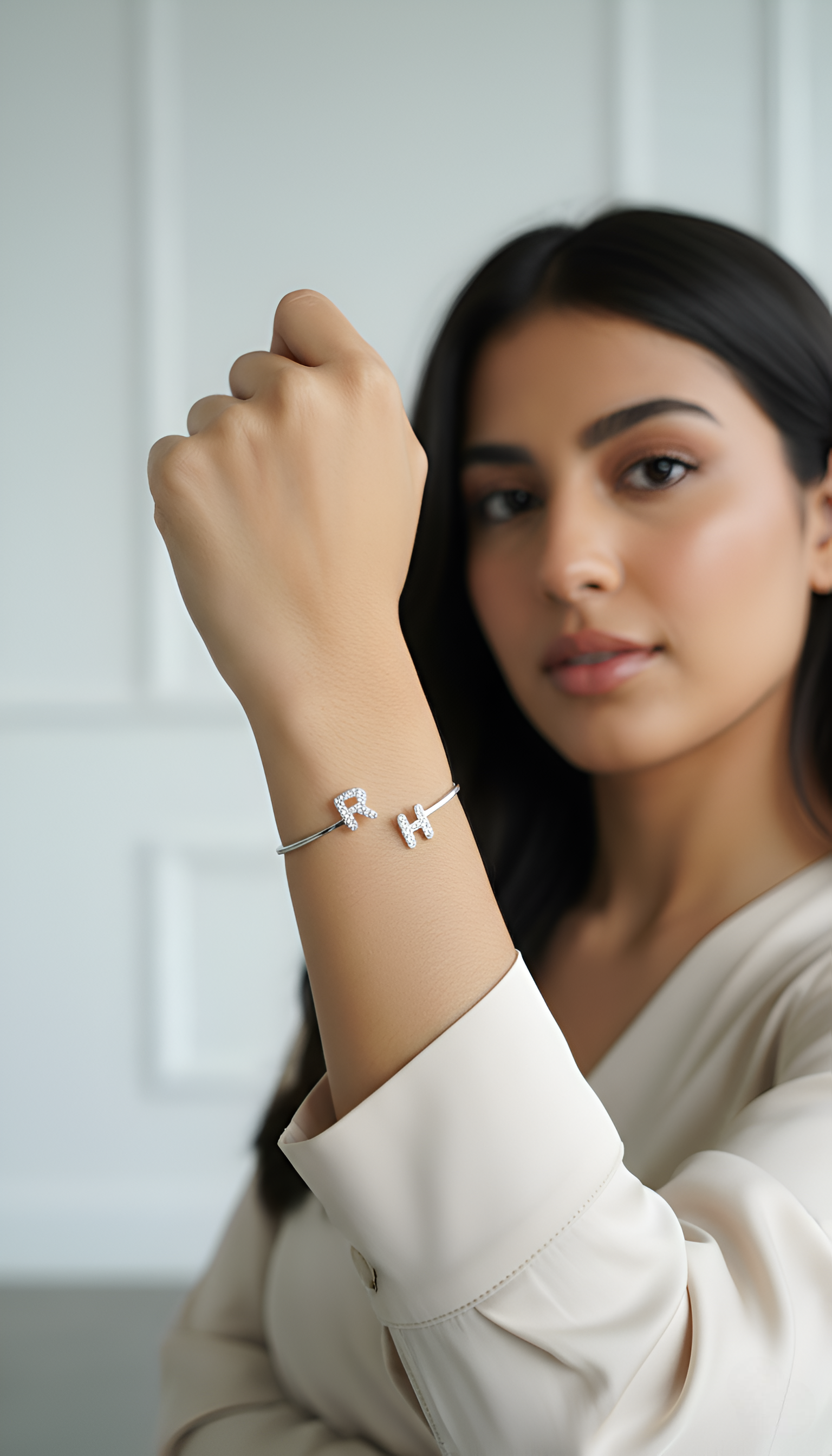 Eternal Initial Cubic Zirconia Bangle For Her | Madarax.store